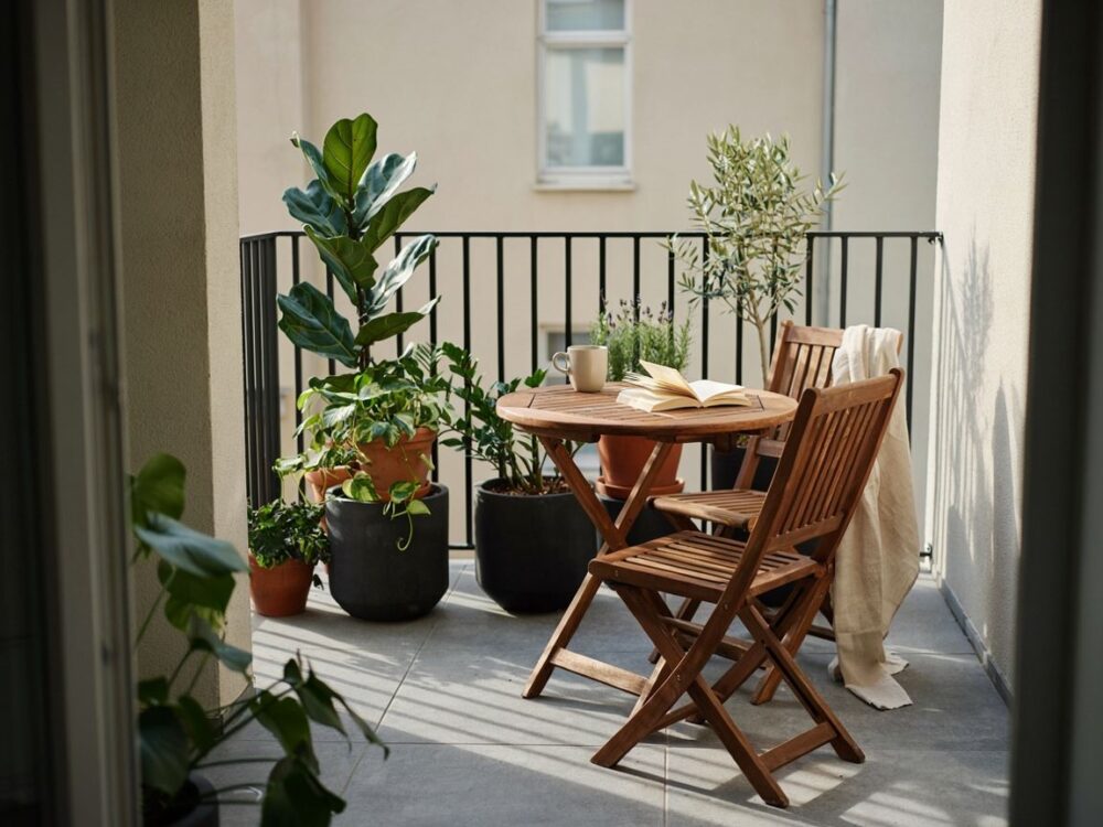 przestronny salon z widokiem na balkon